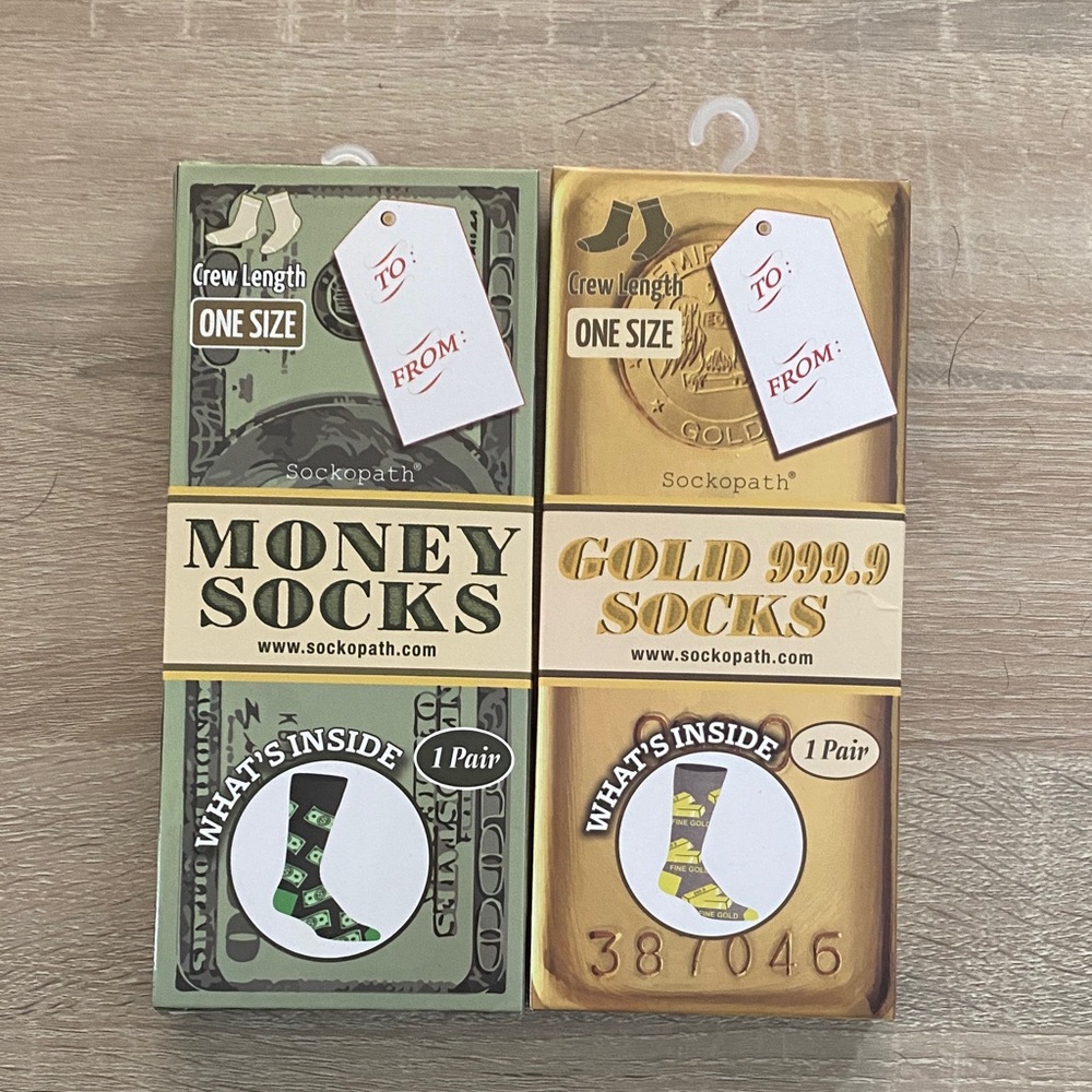 Money and Gold Socks - Green and Gold
